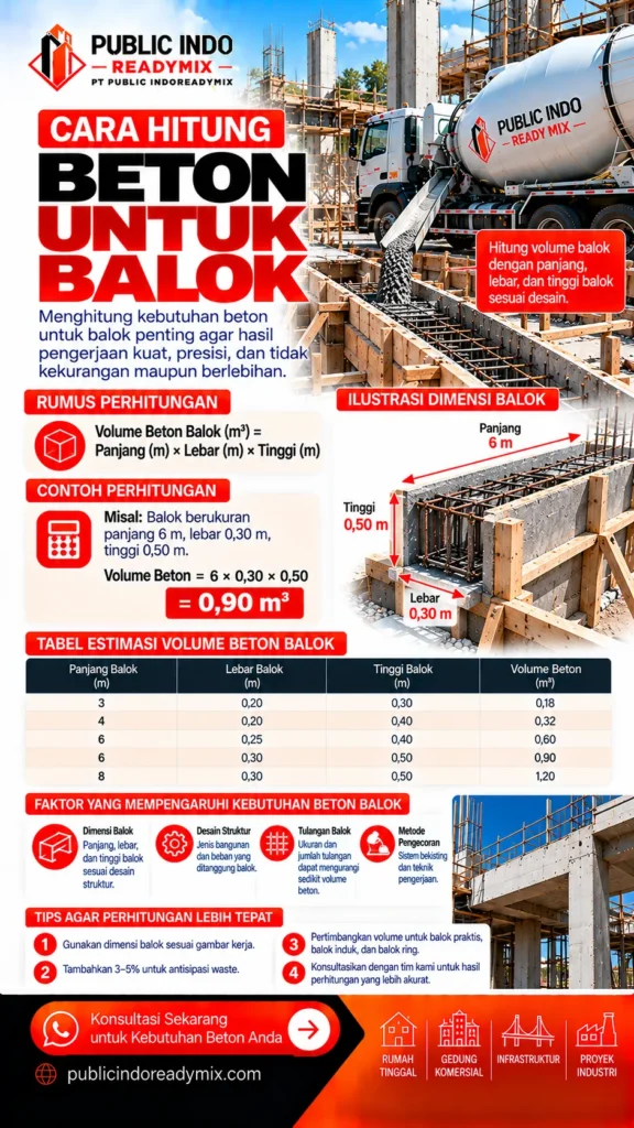 Potongan balok dan pelat yang menunjukkan bagian volume saling bertemu