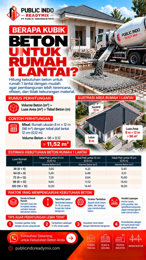Ilustrasi elemen beton rumah satu lantai untuk rekap kebutuhan per tahap