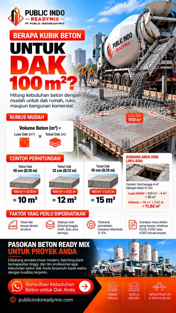 Ilustrasi pemeriksaan elevasi bekisting pada dak 100 meter persegi