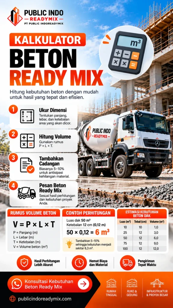 Tabel input dimensi pelat dan balok untuk kalkulasi kebutuhan ready mix