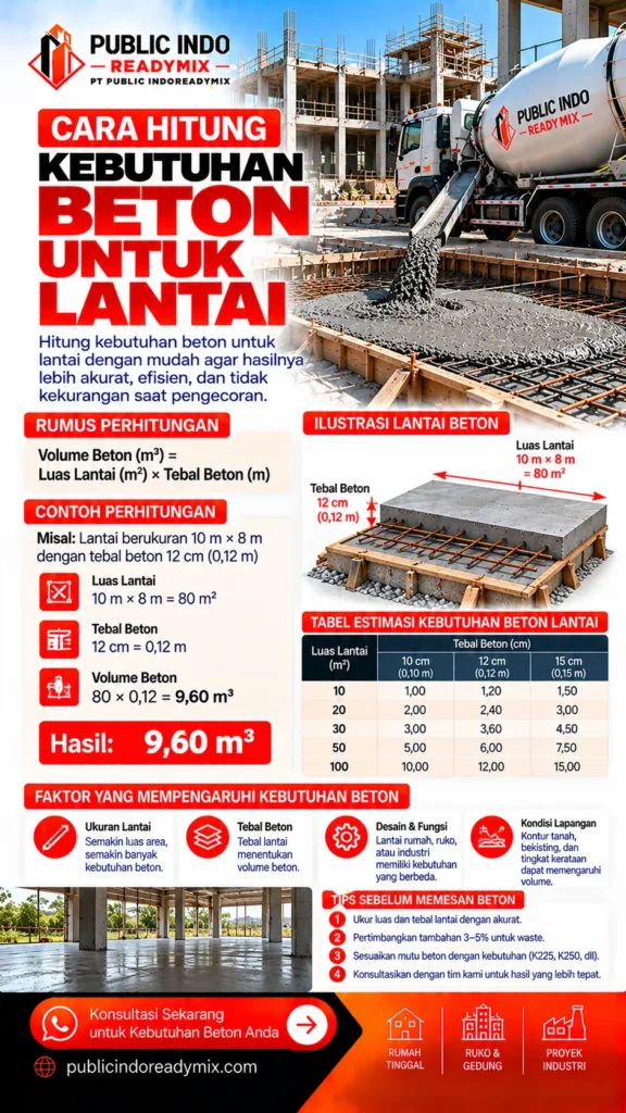 Potongan lapisan lantai yang memisahkan urugan, beton, dan finishing